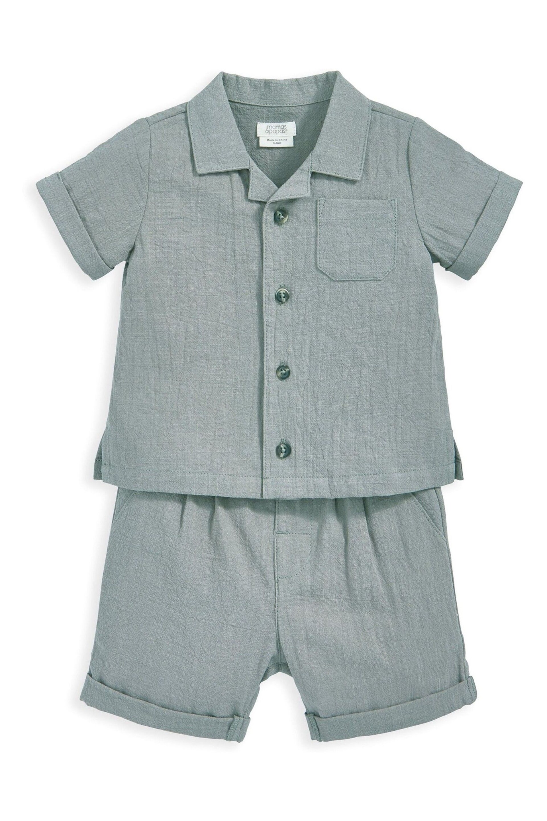 Mamas & Papas Green Shirt And Shorts Set 2 Piece - Image 2 of 4