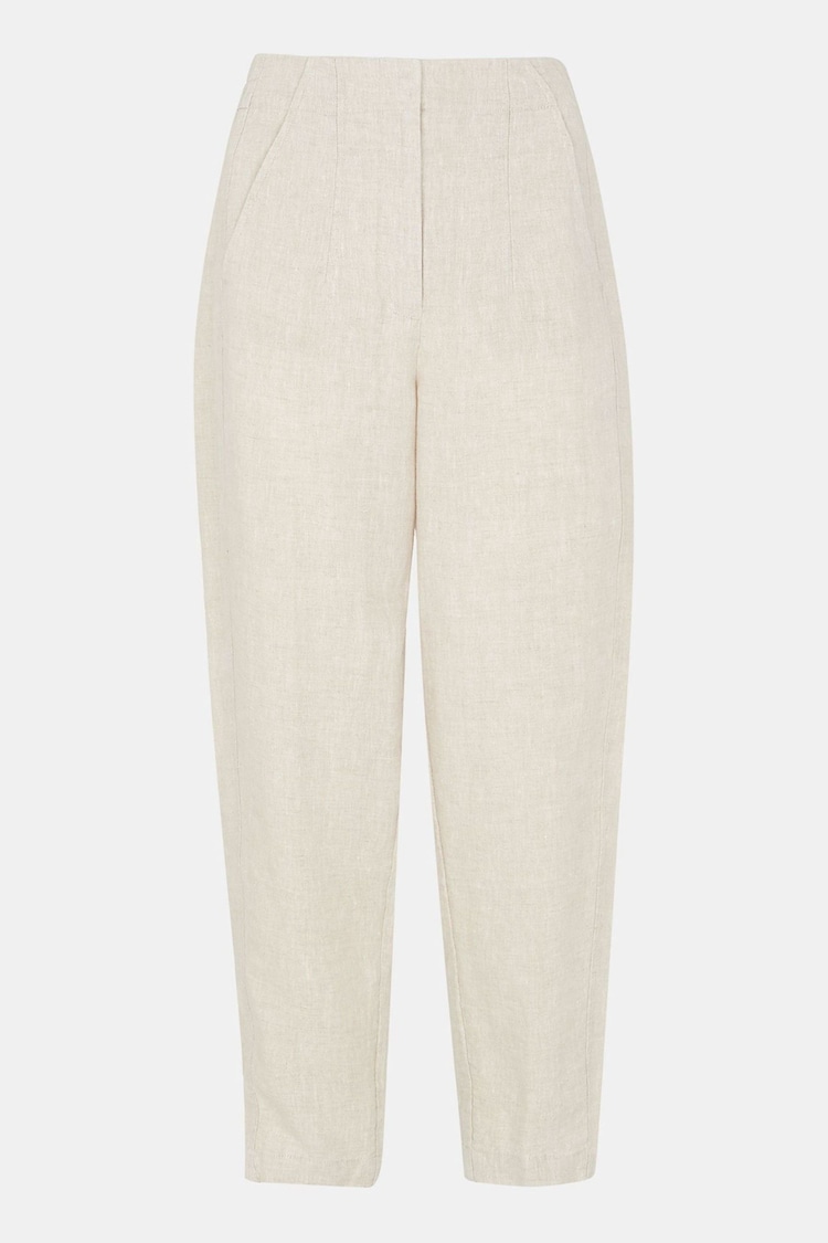 Whistles Cream Petite Linen Barrel Leg Trousers - Image 5 of 5