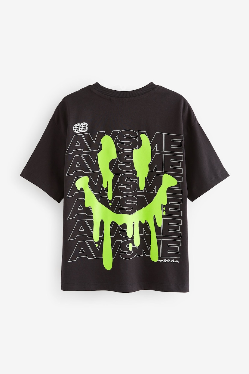 Black Drippy Back Print Relaxed Fit Short Sleeve Graphic T-Shirt (3-16yrs) - Image 2 of 3