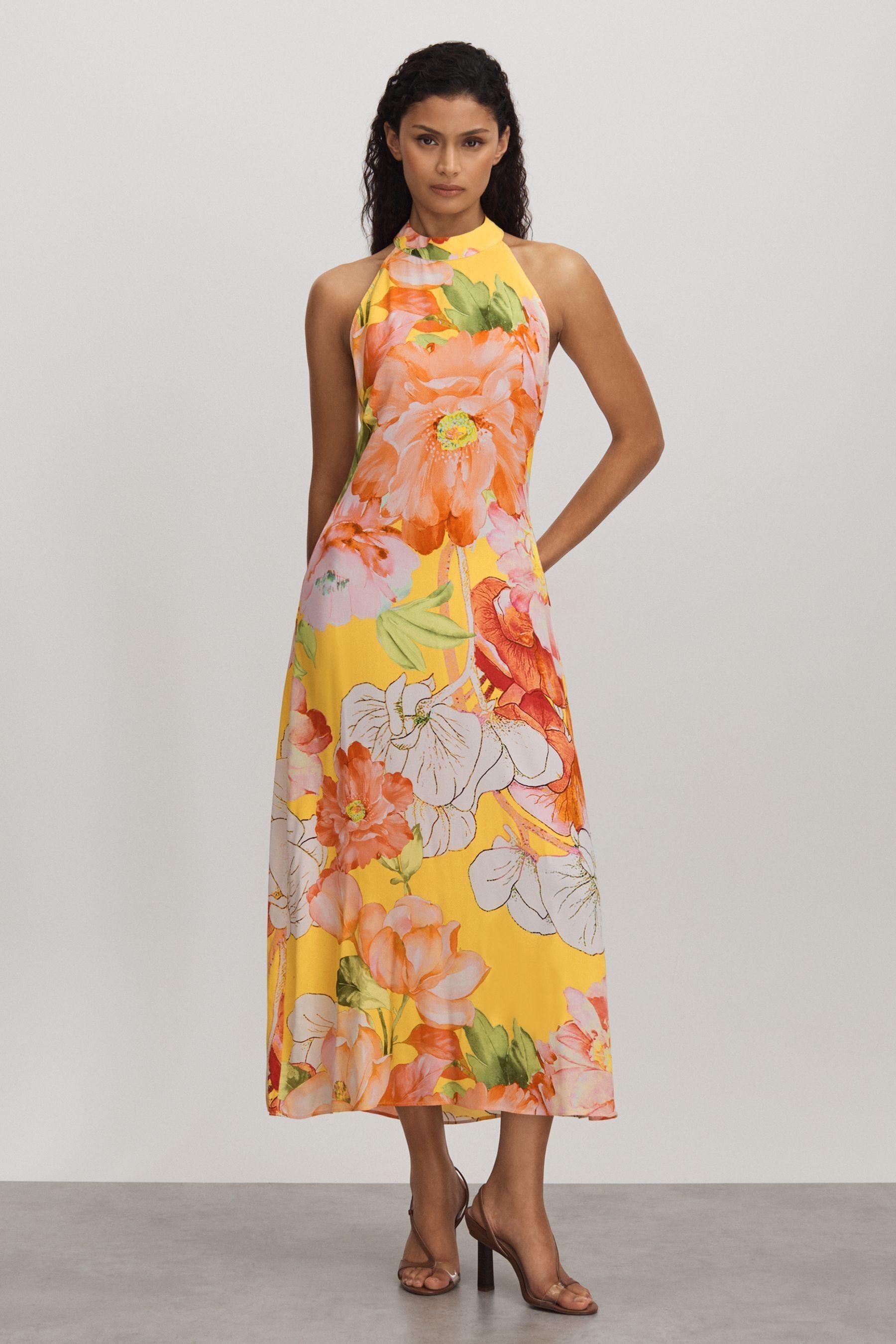 Halter neck floaty dress sale