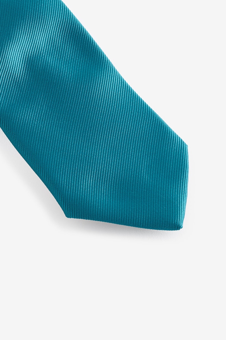 Teal Blue Slim Twill Tie - Image 2 of 3