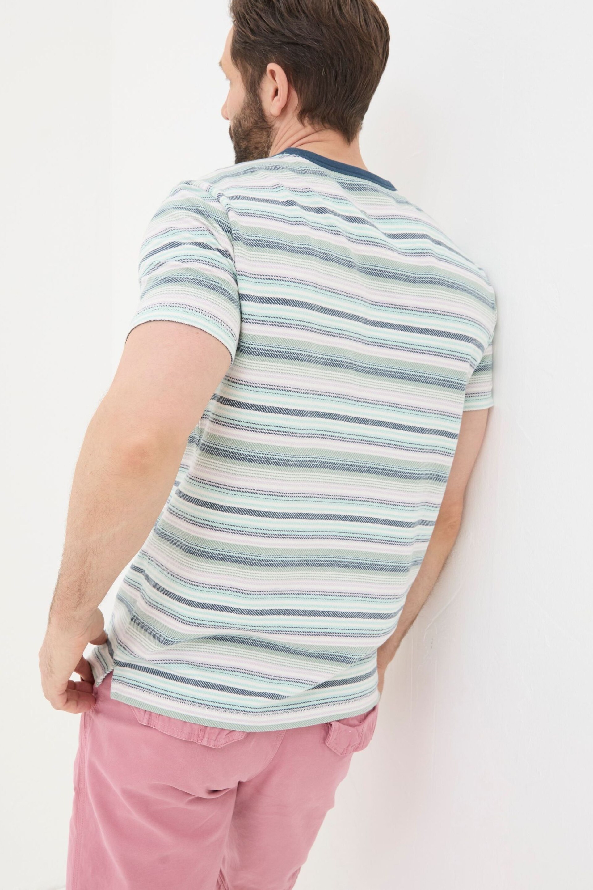 FatFace Green Trescowe Stripe T-Shirt - Image 3 of 6