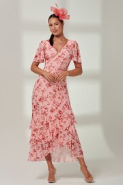 Jolie Moi Pink Daleysa Frill Hem Mesh Maxi Dress - Image 5 of 6