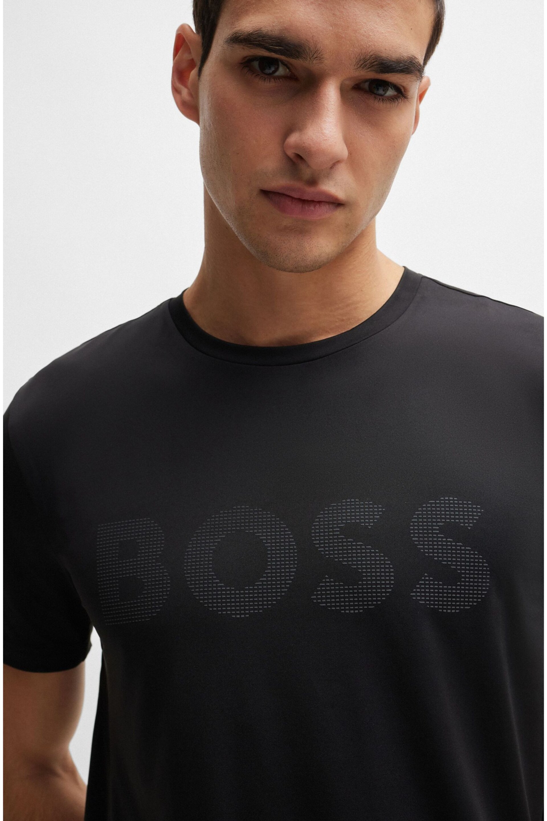 BOSS Black Tonal Large Chest Logo Performance-Stretch T-Shirt - Image 4 of 5