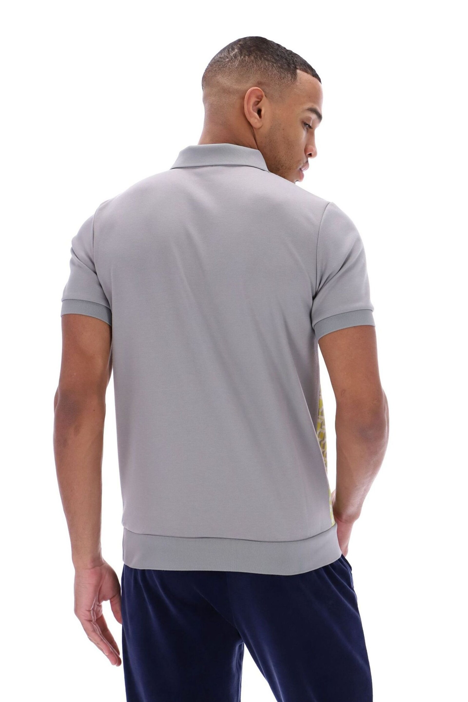Fila Grey Axel Geo Jacquard Polo Shirt - Image 3 of 5