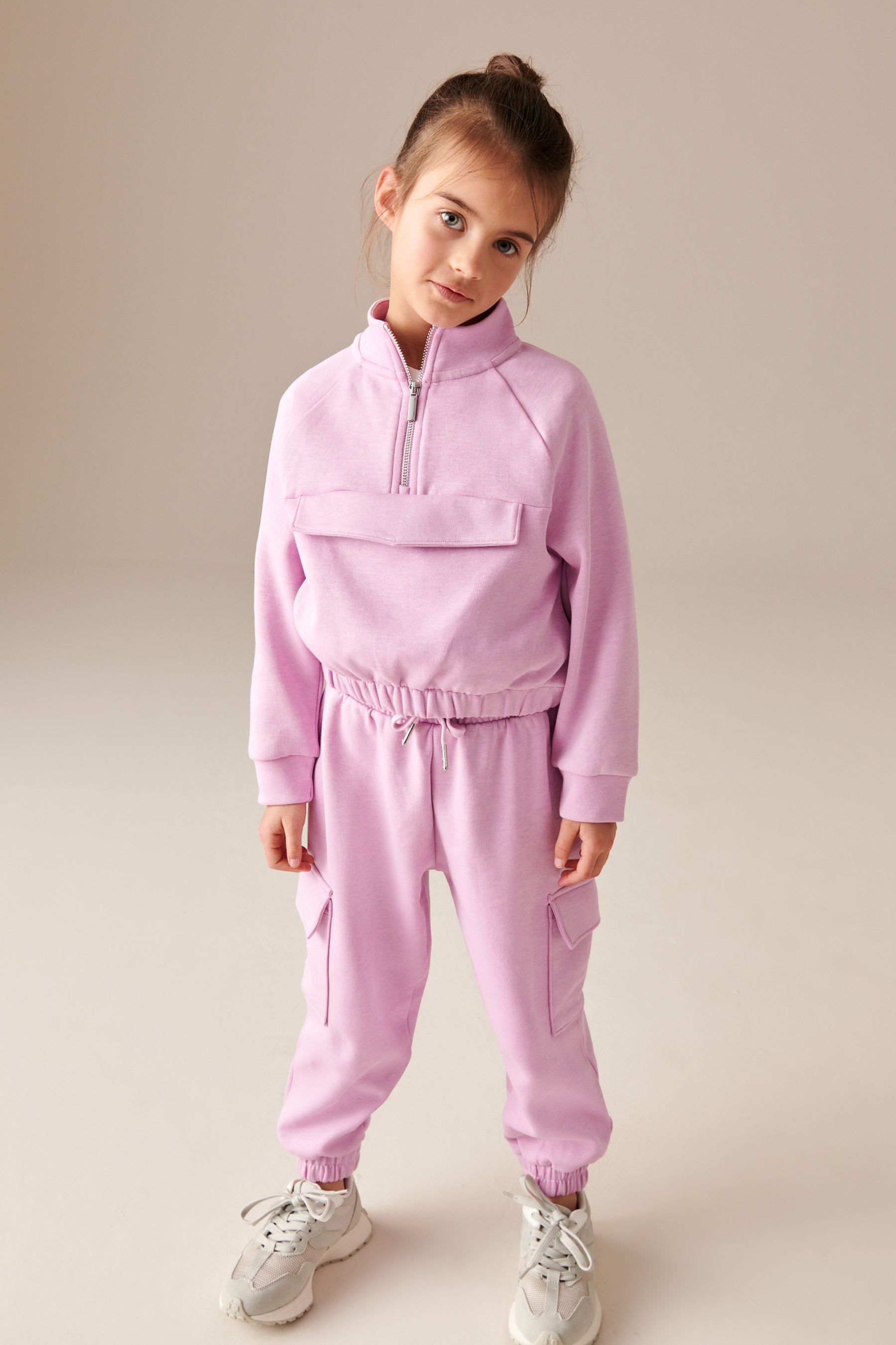 Buy Pink Zip Crew And Cargo Joggers Set 3 16yrs from Next United Arab Emirates