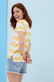 FatFace Yellow Natalie Stripe T-Shirt - Image 2 of 7
