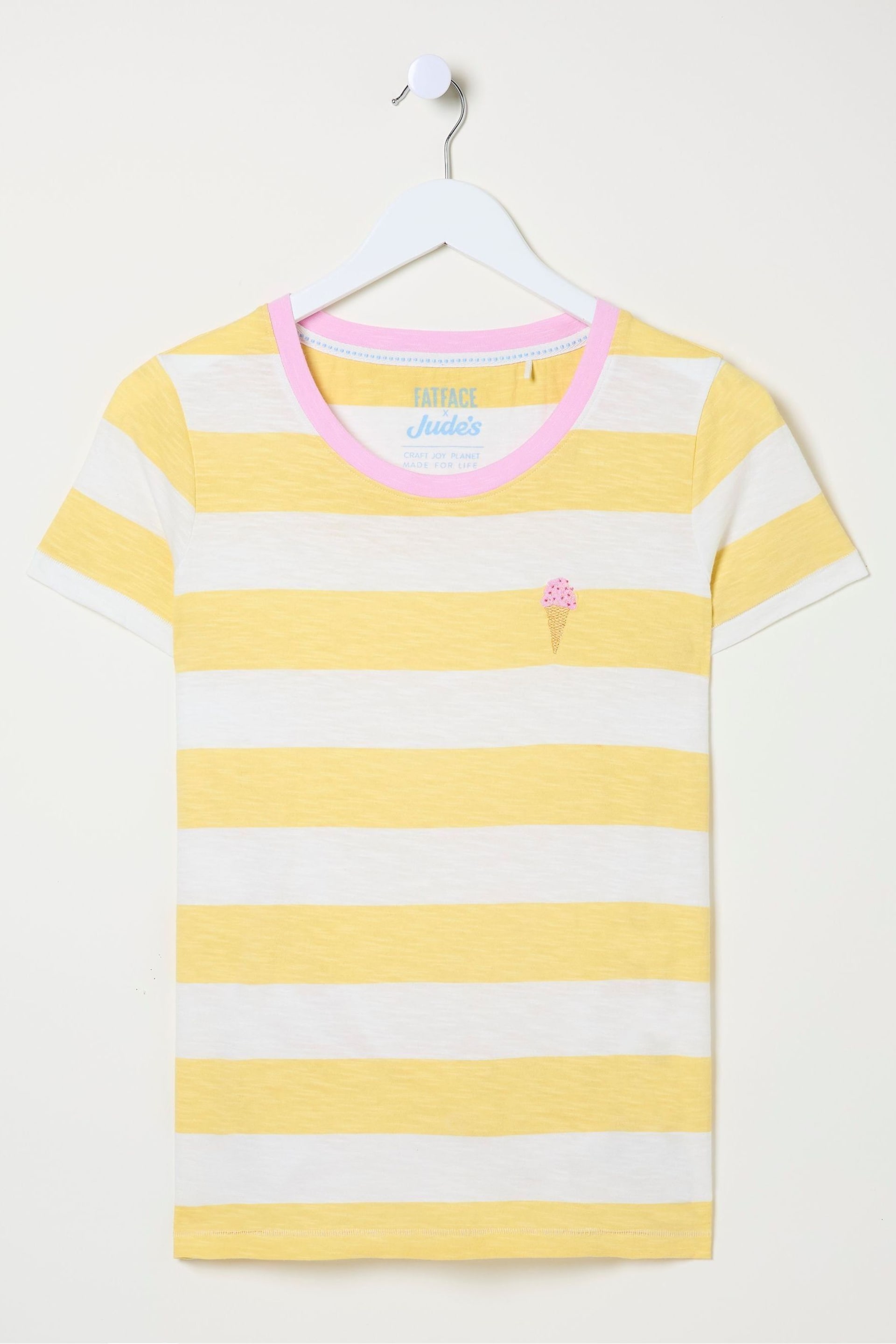 FatFace Yellow Natalie Stripe T-Shirt - Image 7 of 7