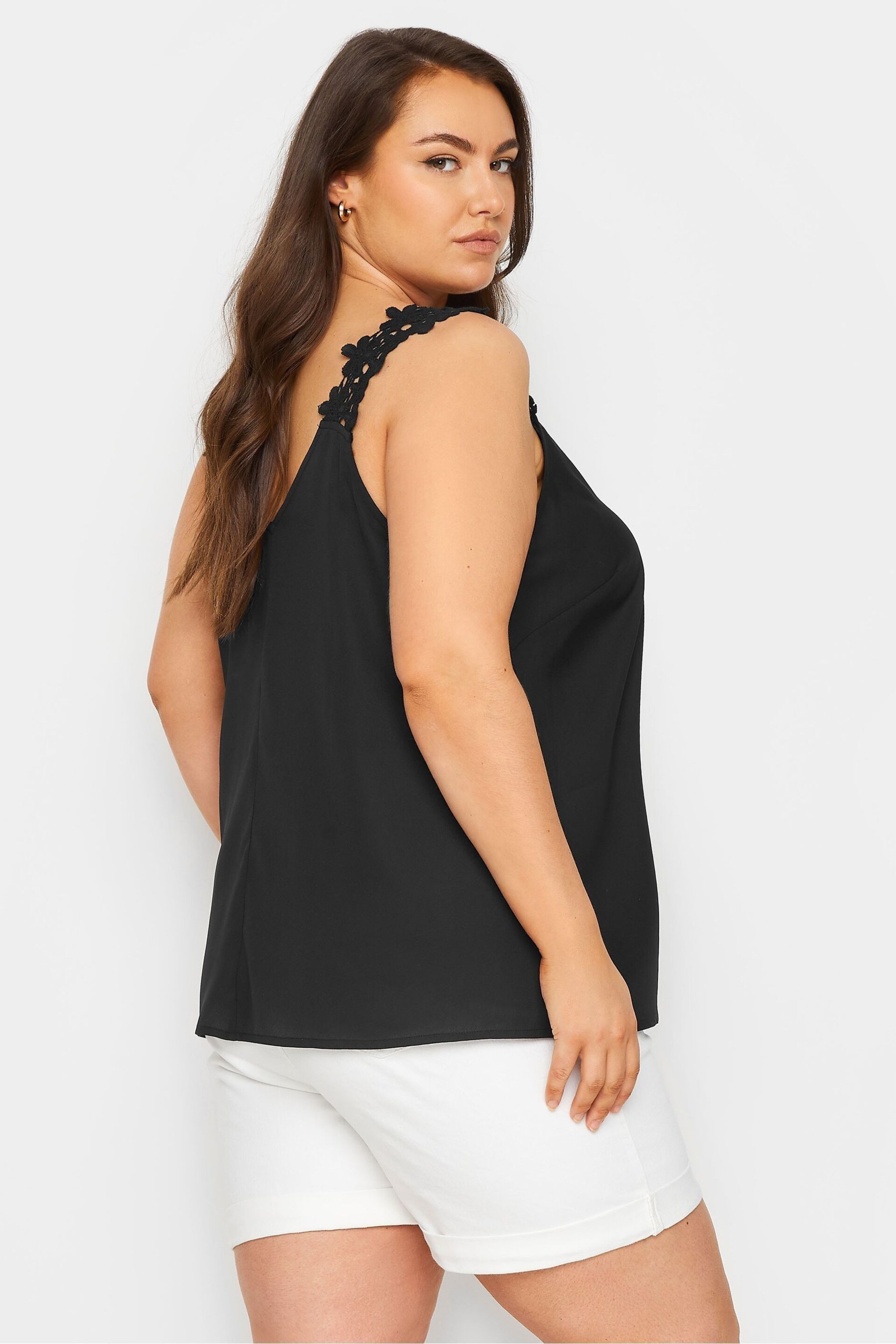 Yours Curve Black Trim Cami - Image 3 of 5