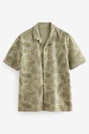 Green Leaf Print Textured Jersey Short Sleeve Shirt - Image 5 of 7