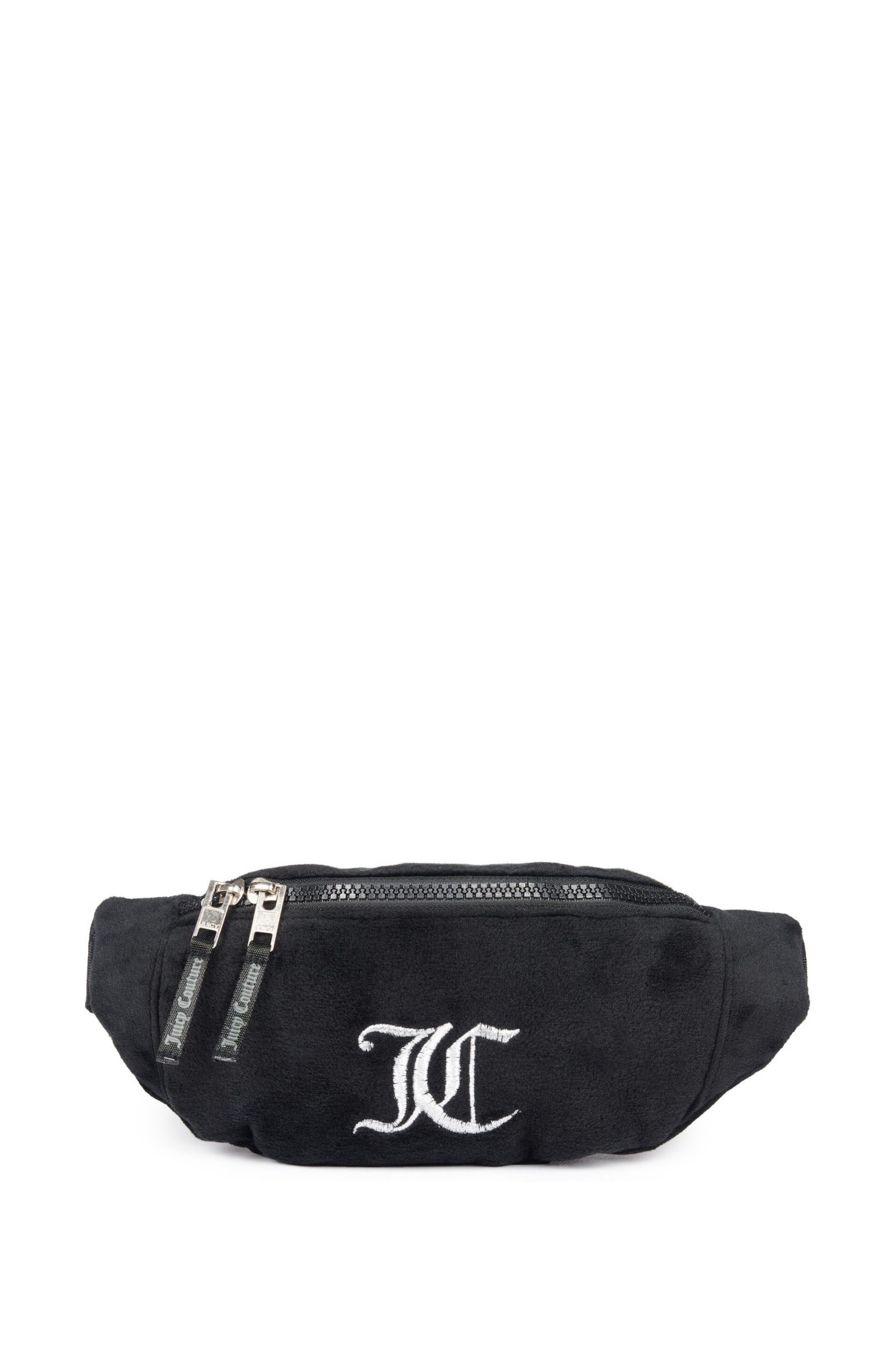 Juicy Couture Girls Diamante Velour Bum Black Bag - Image 1 of 8