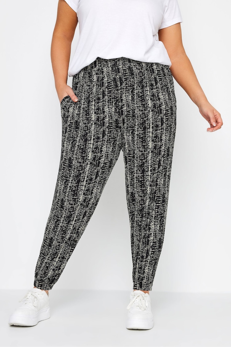 Yours Curve Black Abstract Print Harem Style Joggers - Image 1 of 4