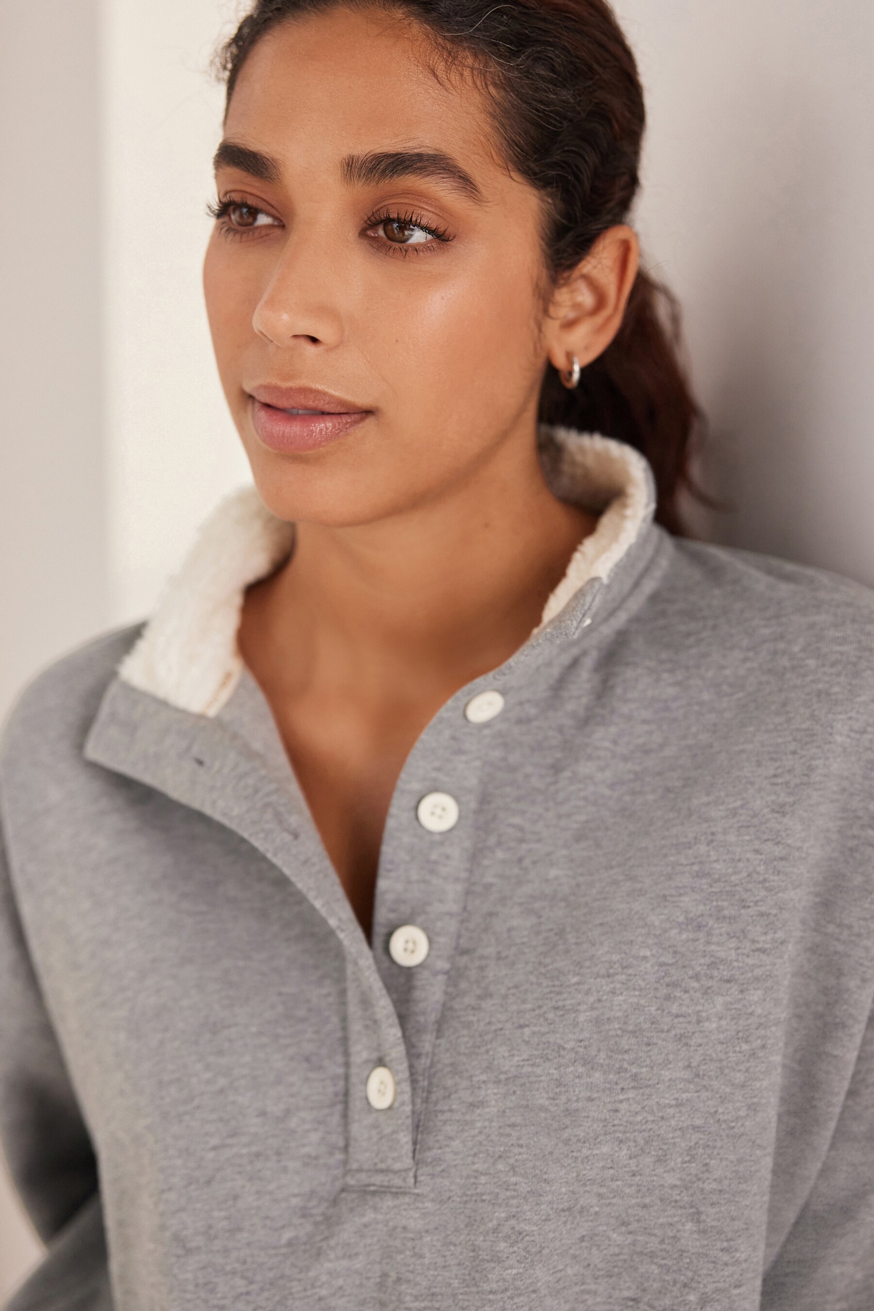 Buy Bath Body Works Charcoal Grey Button Up Sweatshirt from Next Ireland