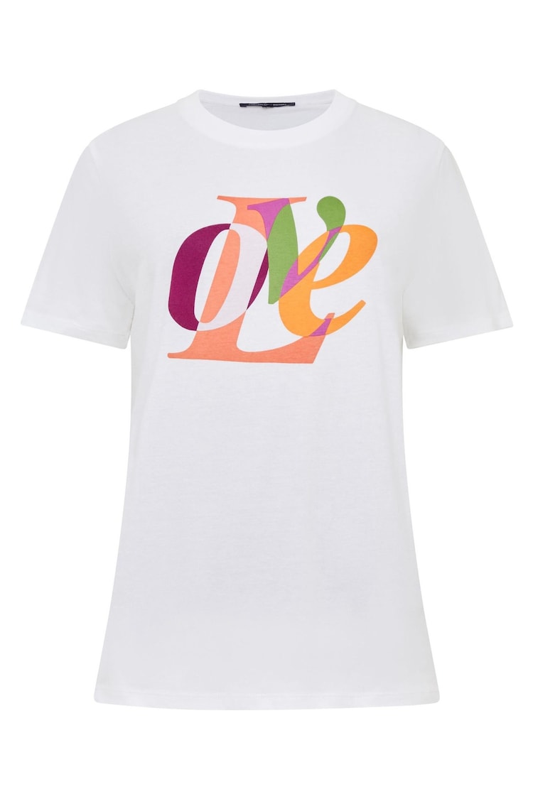 French Connection Love Graphic 100% Cotton White T-Shirt - Image 4 of 4