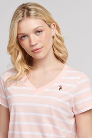 U.S. Polo Assn. Regular Fit Womens Blue Slub Stripe V-Neck T-Shirt - Image 5 of 8