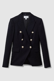 Reiss Navy Tally Tailored Fit Textured Double Breasted Blazer - Image 2 of 6