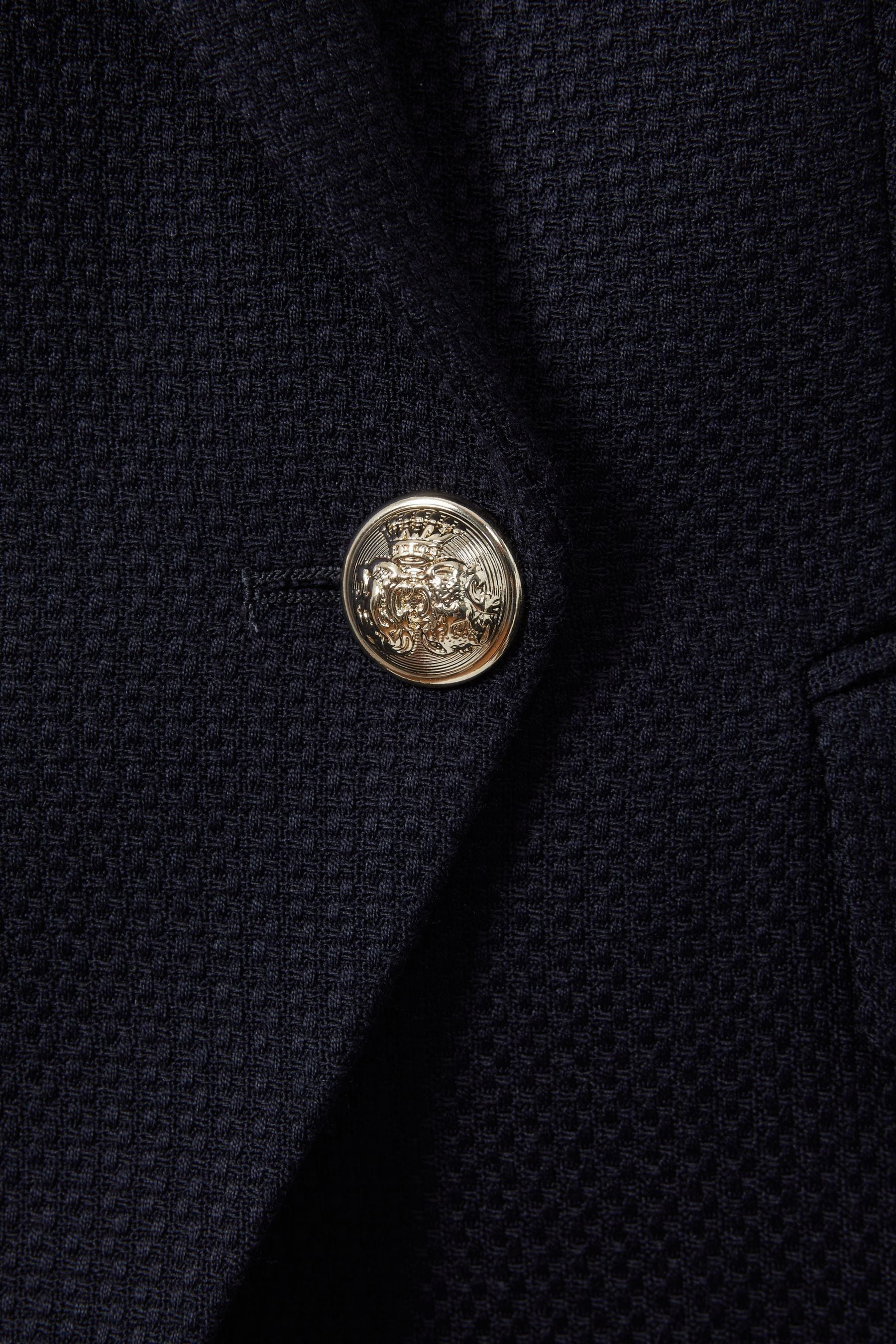 Reiss Navy Tally Tailored Fit Textured Double Breasted Blazer
