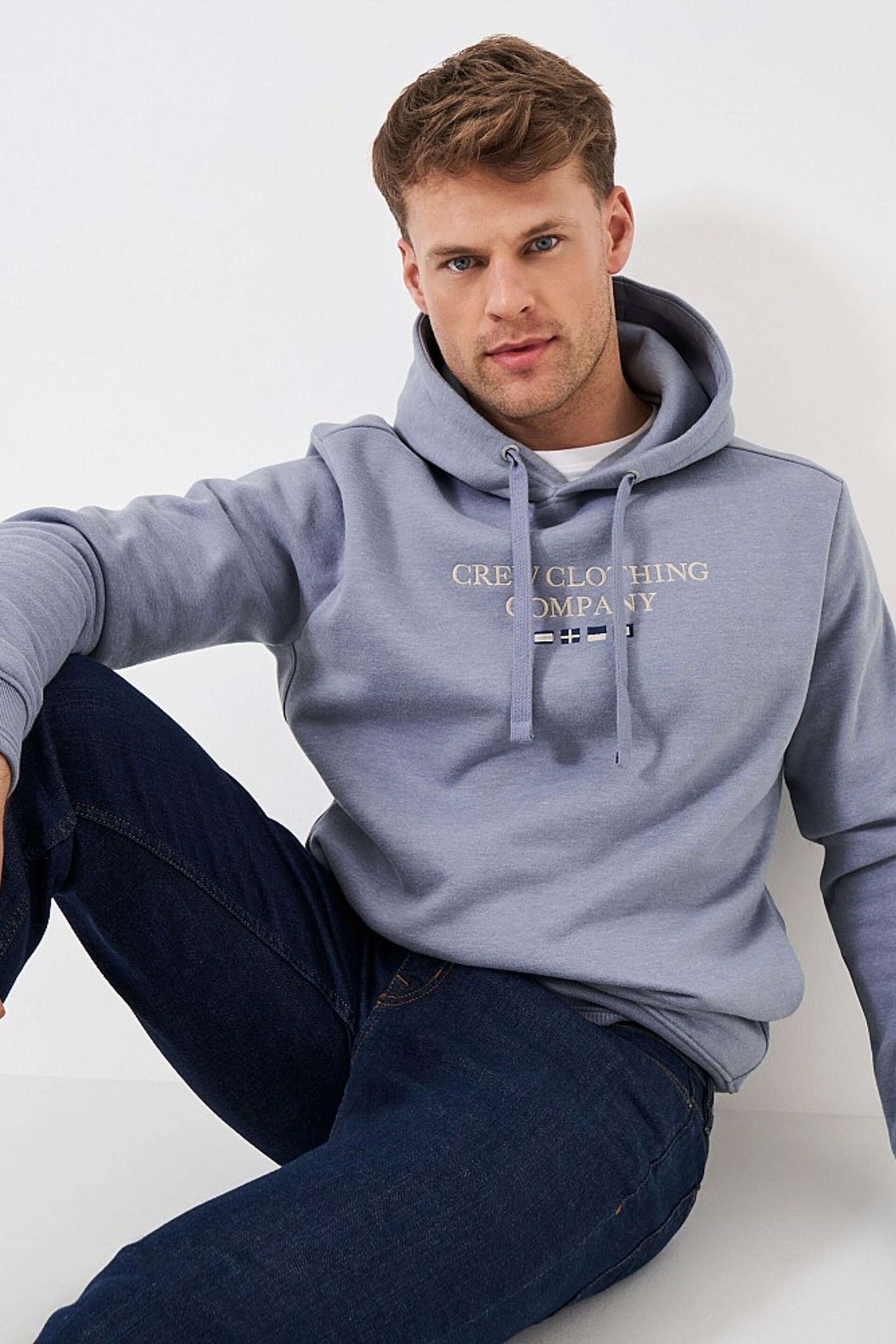 Crew Clothing Company Light Blue Graphic Cotton Classic Hoodie - Image 4 of 5