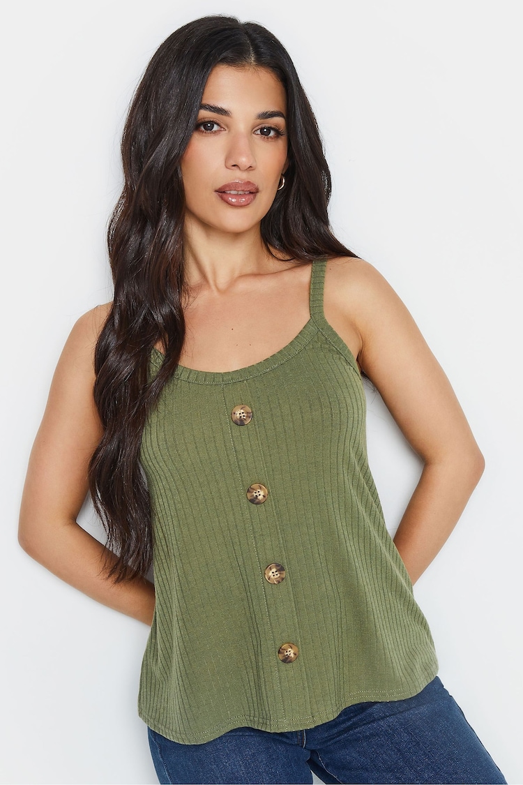 PixieGirl Petite Black / Khaki Green Button Down Cami Tops 2 Pack - Image 2 of 6