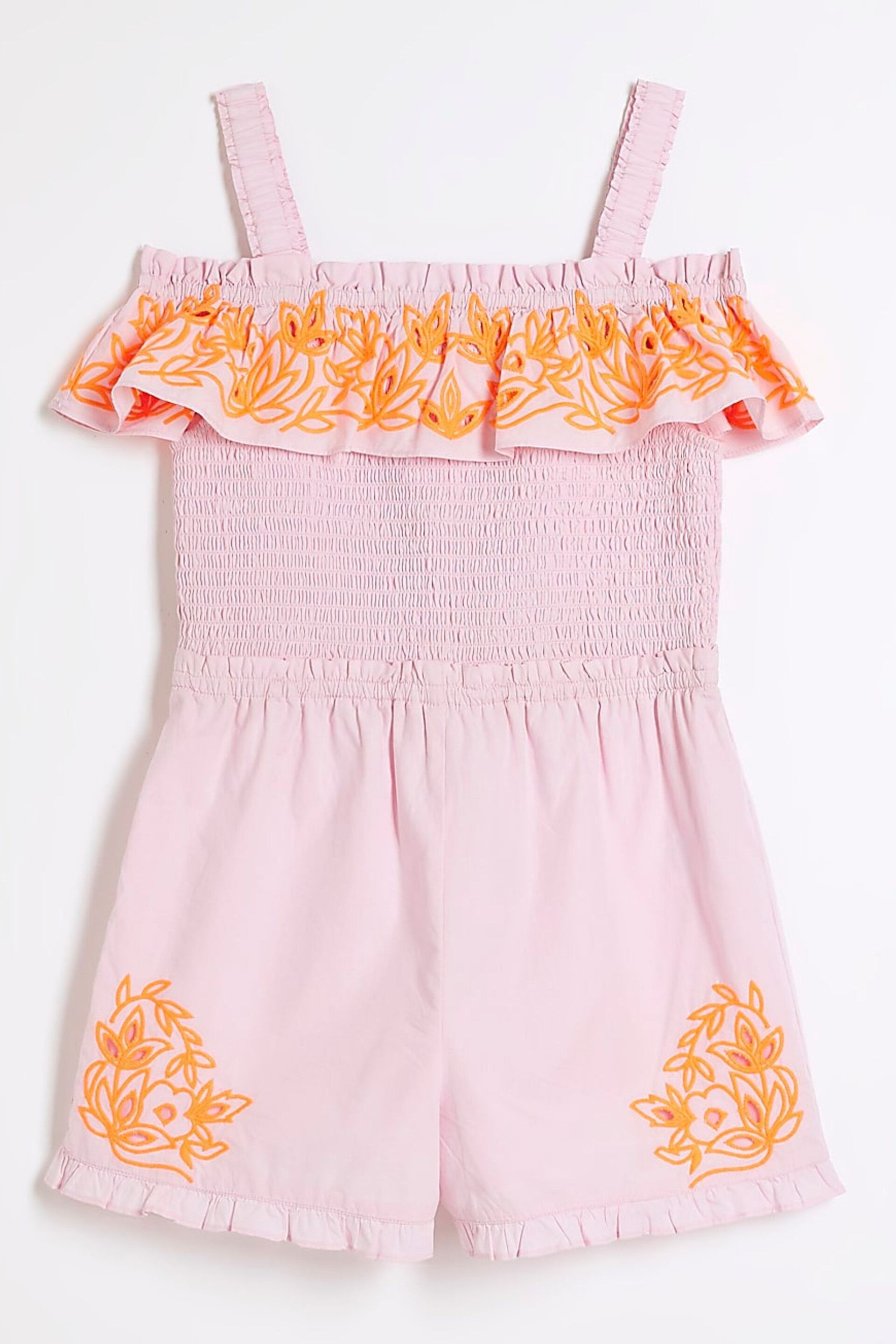 River Island Pink Girls Cutwork Playsuit - Image 3 of 4