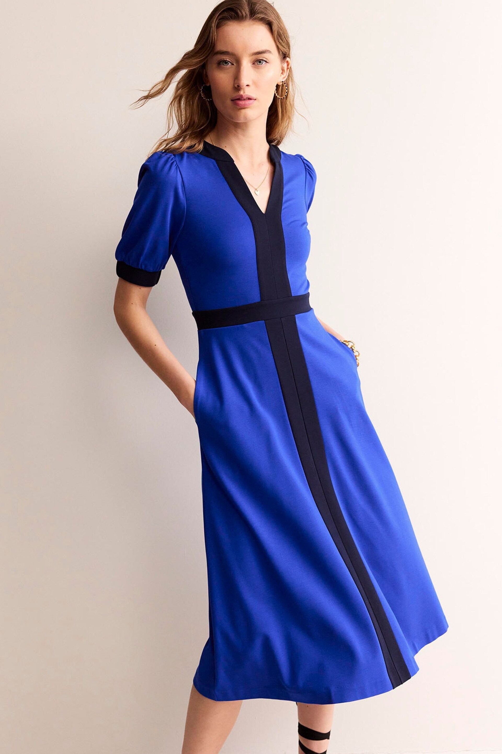 Boden Blue Petra Puff Sleeve Ponte Dress - Image 4 of 5