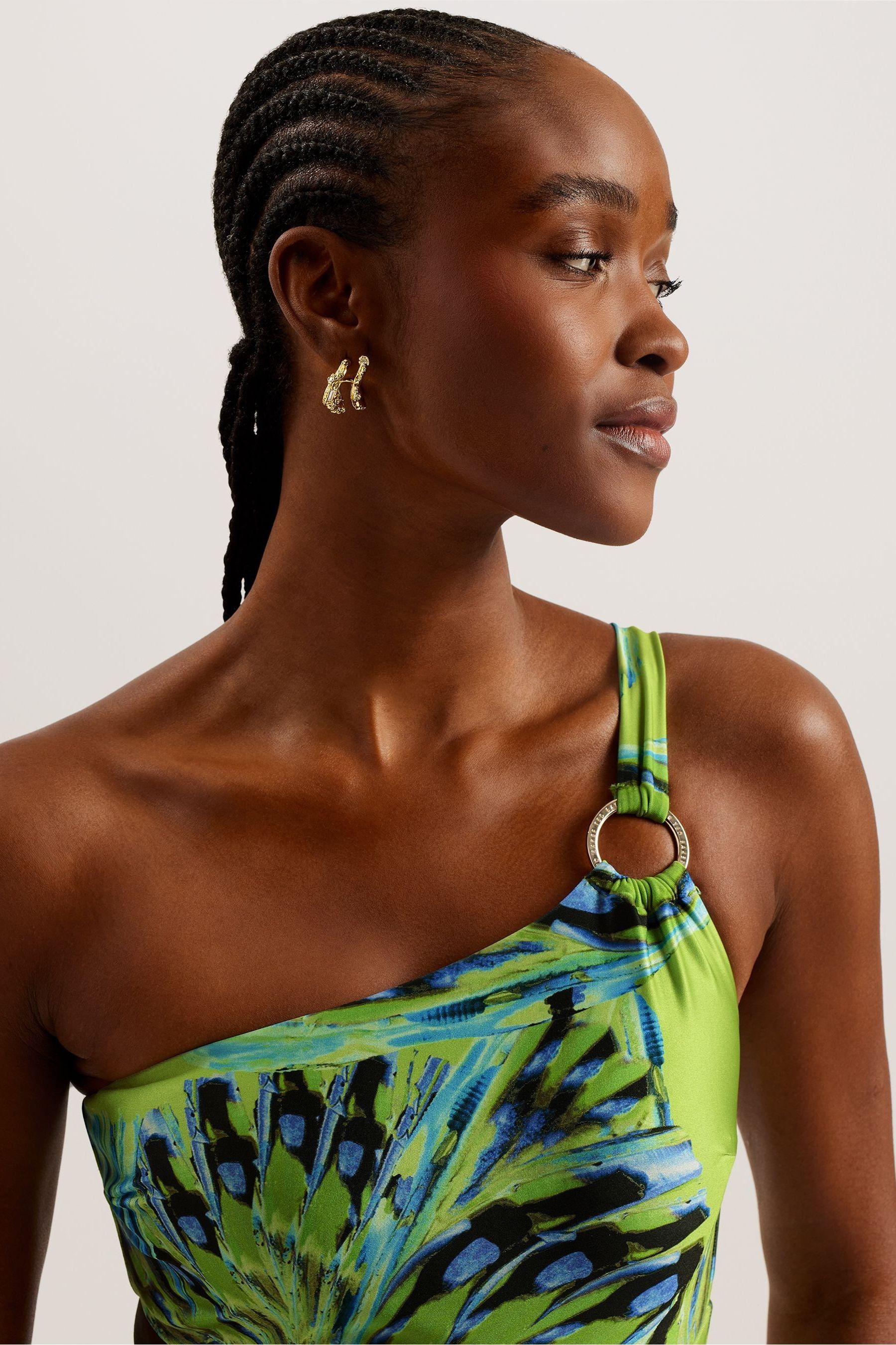 Ted baker one shoulder green dress cheap