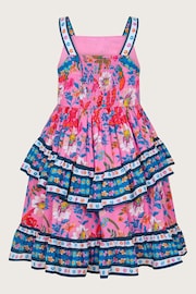 Monsoon Pink Tropical Print Tiered Dress - Image 2 of 4