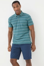 FatFace Blue Stripe Pique Polo Shirt - Image 4 of 8