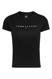 Tommy Jeans Black Slim Linear T-Shirt - Image 1 of 3