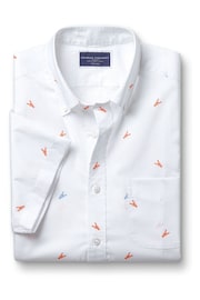 Charles Tyrwhitt Orange Large Classic Fit Non Iron Short Sleeve Floral Print Shirt - Image 3 of 5