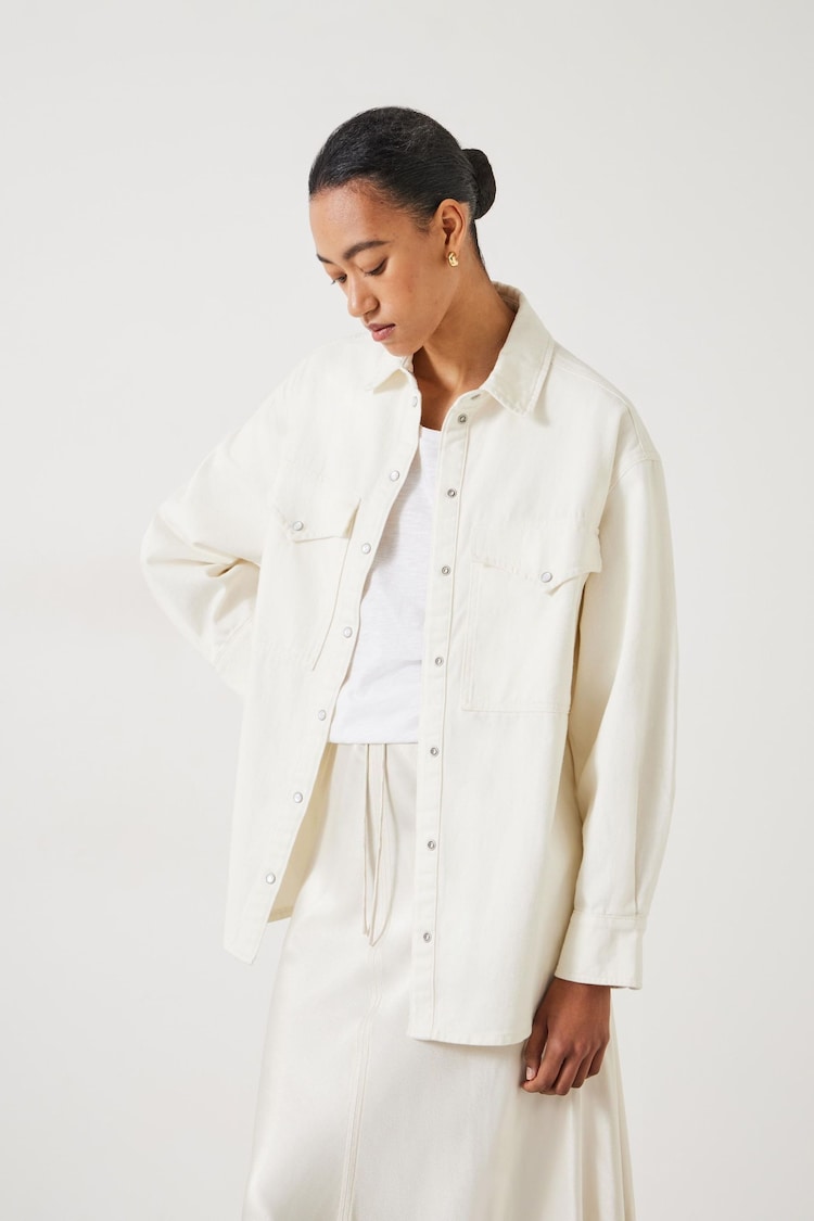 Hush White Oversized 100% Cotton Davina Denim Shirt - Image 1 of 5