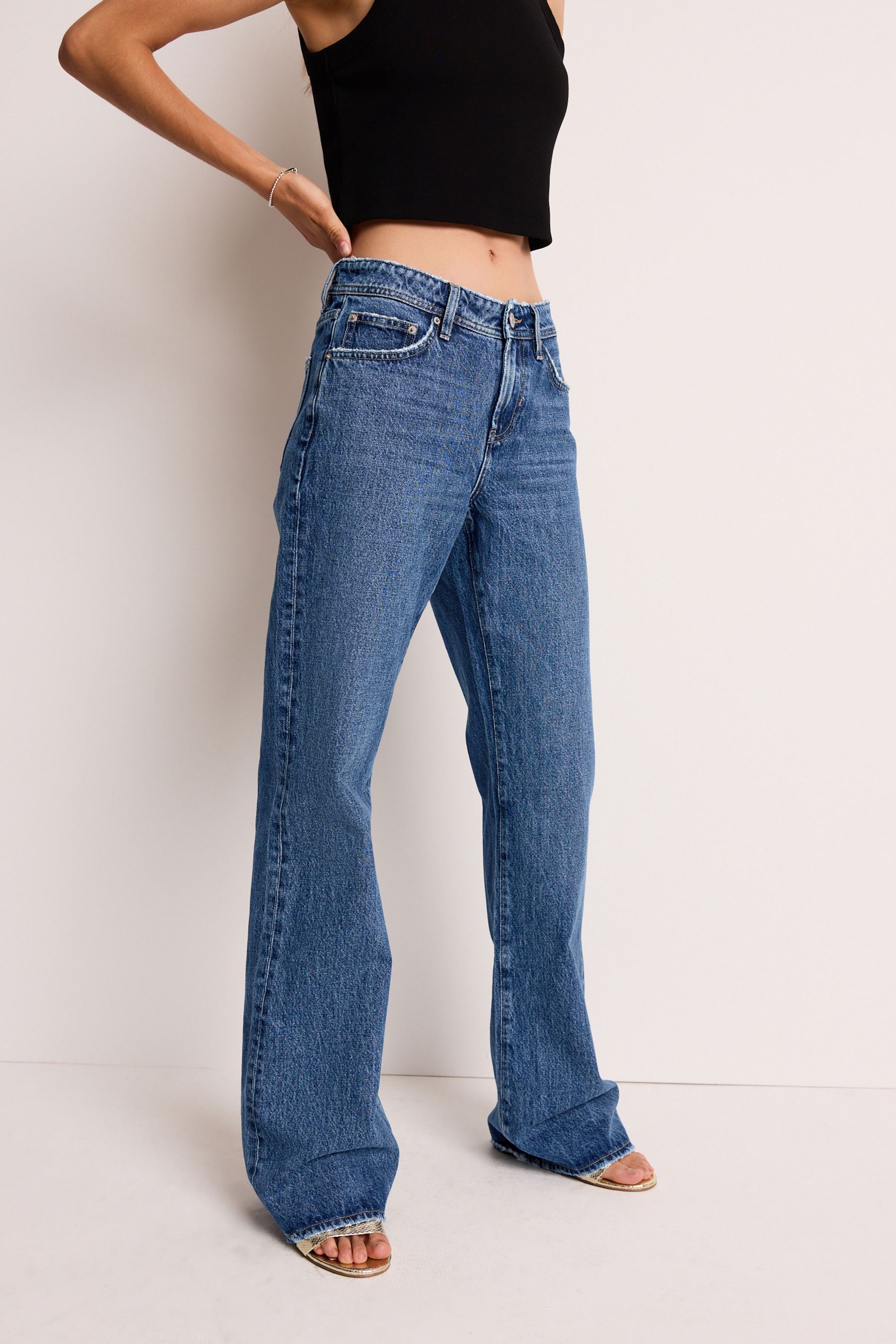 Relaxed bootcut jeans top