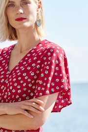 Seasalt Cornwall Red Wilsey Empire Line Flared Sleeve Dress - Image 5 of 5