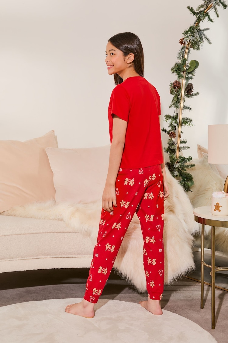 Lipsy Red Christmas Jersey Pyjamas Trousers Set (From 3-16yrs) - Image 4 of 4