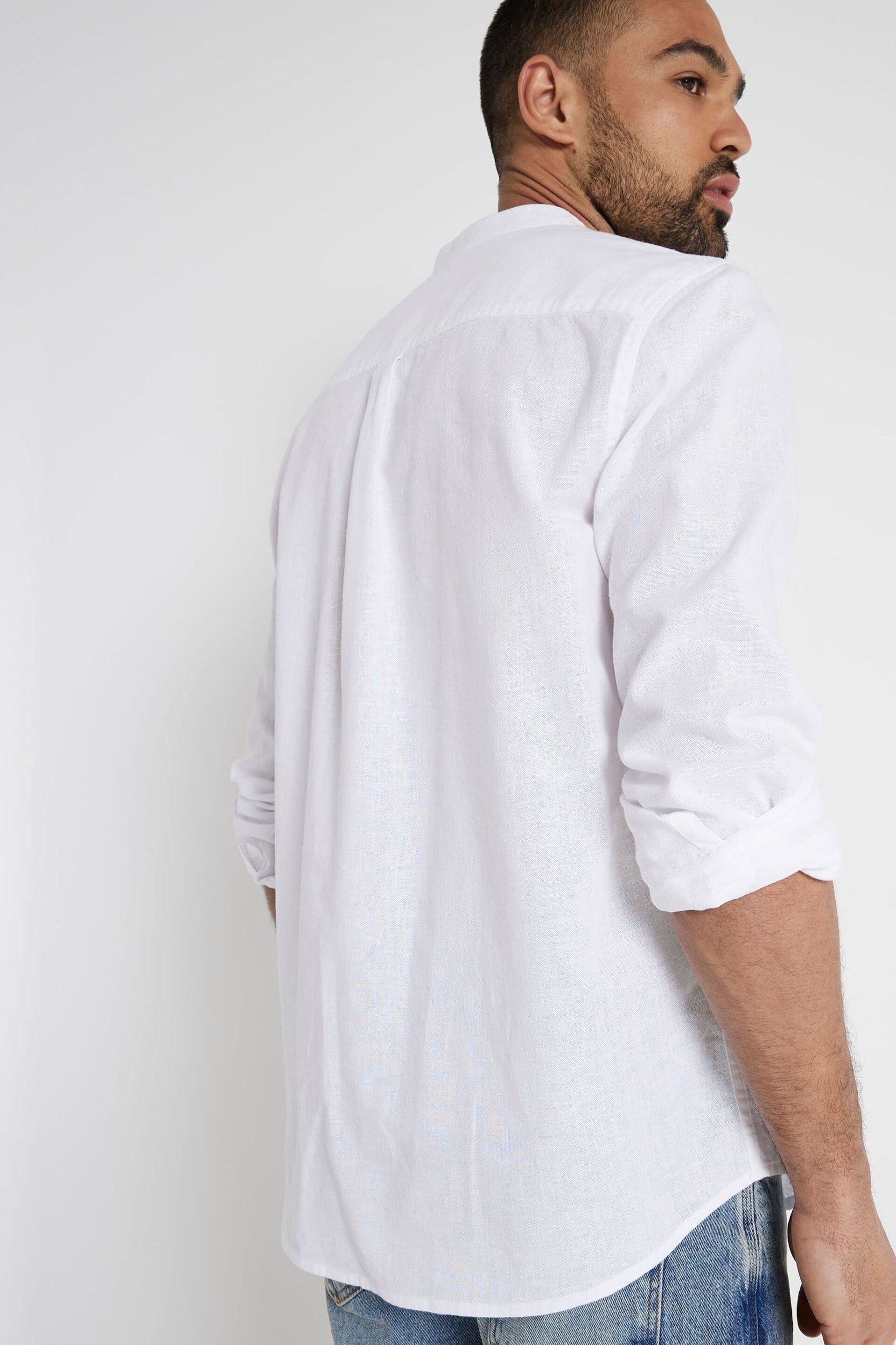 River Island White River Island White Long Sleeve Regular Fit Linen Blend Shirt - Image 2 of 4