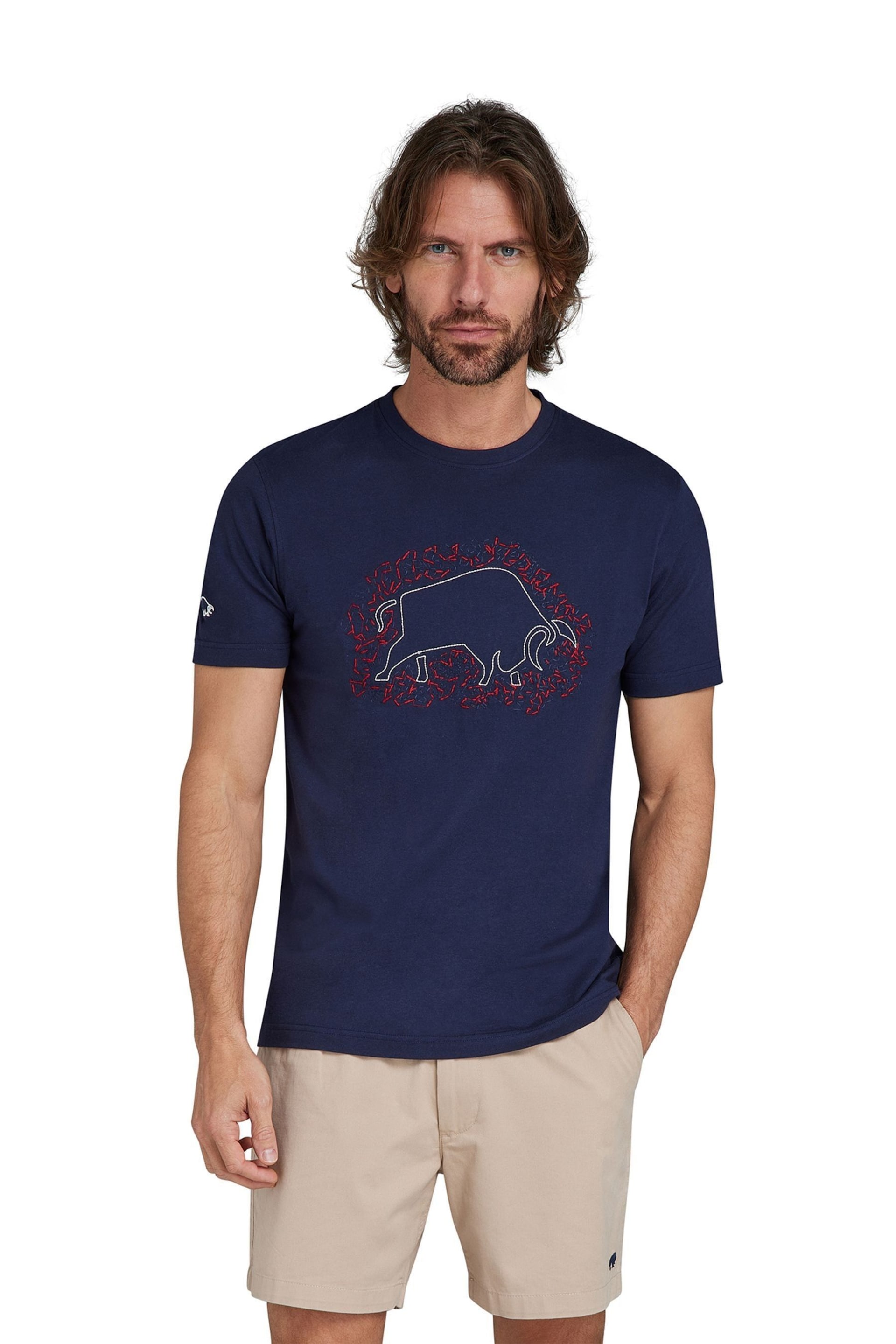Raging Bull Blue Scatter Stitch Bull T-Shirt - Image 1 of 9