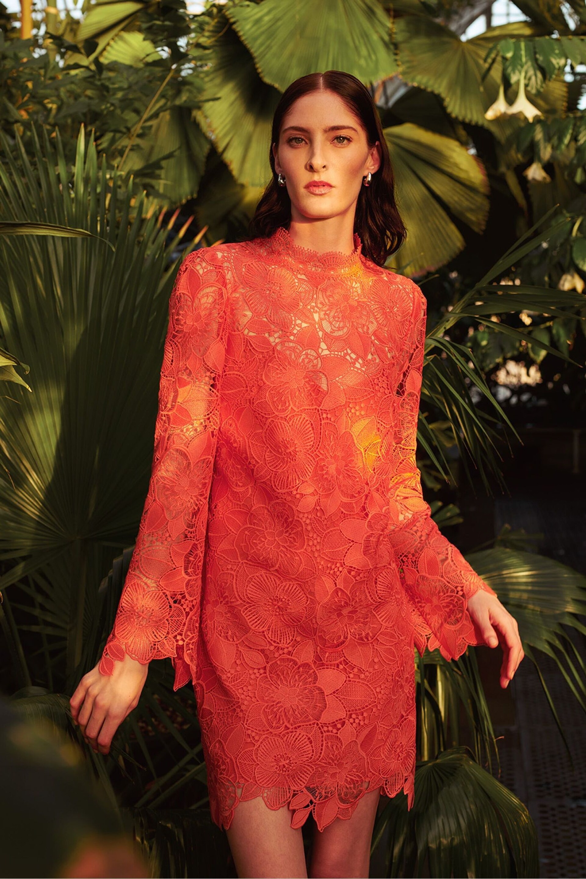 Monsoon Orange Lila Lace Tunic Dress - Image 5 of 6