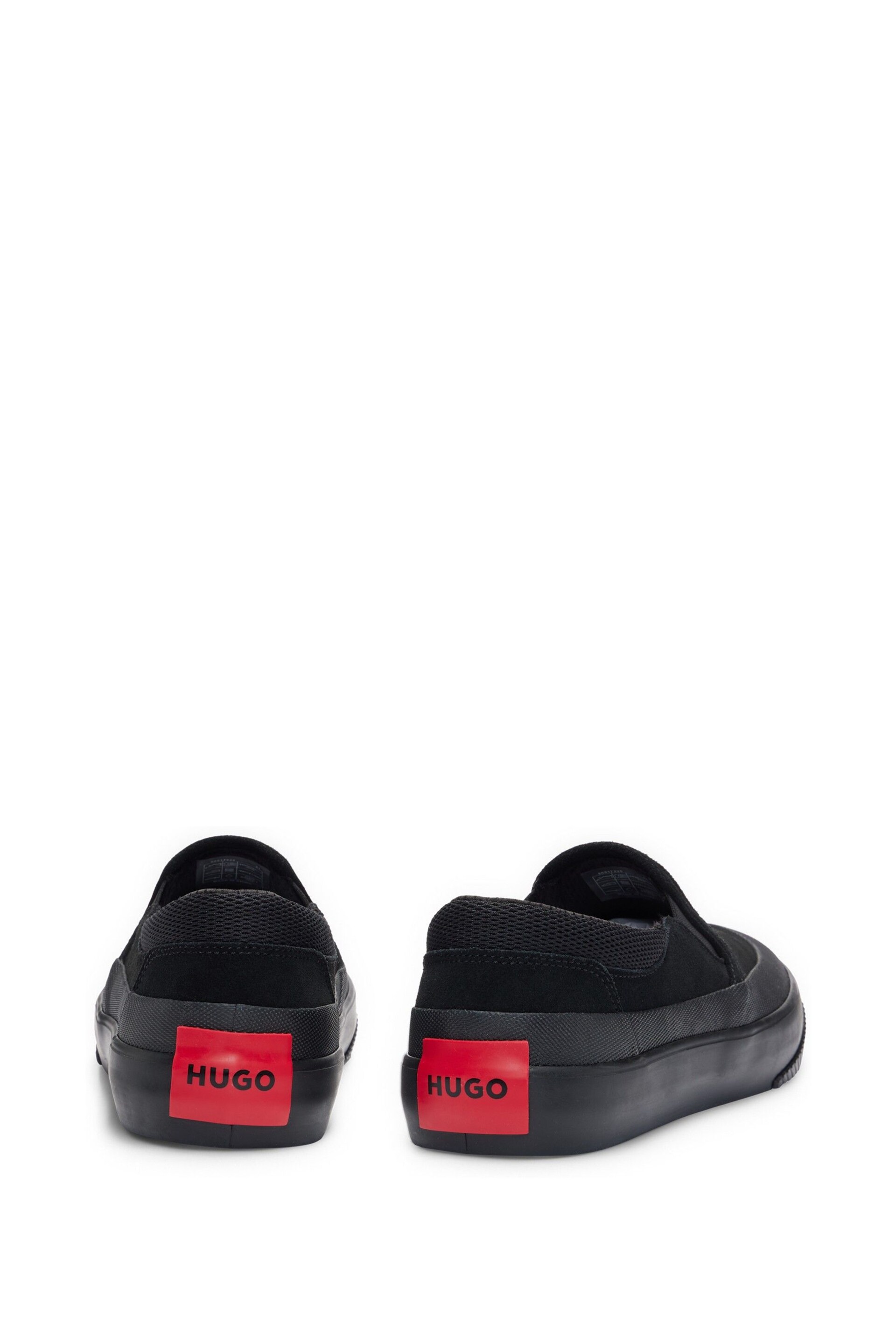 HUGO Suede Slip-on Shoes With Signature Slogan - Image 3 of 5