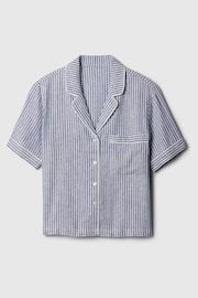 Gap Blue & White Stripe Linen-Blend Pyjama Shirt - Image 4 of 4