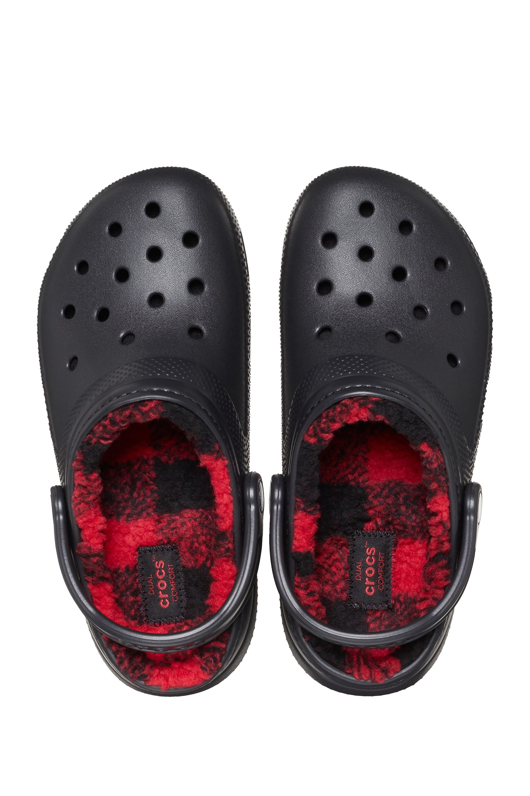 Red fur lined crocs store
