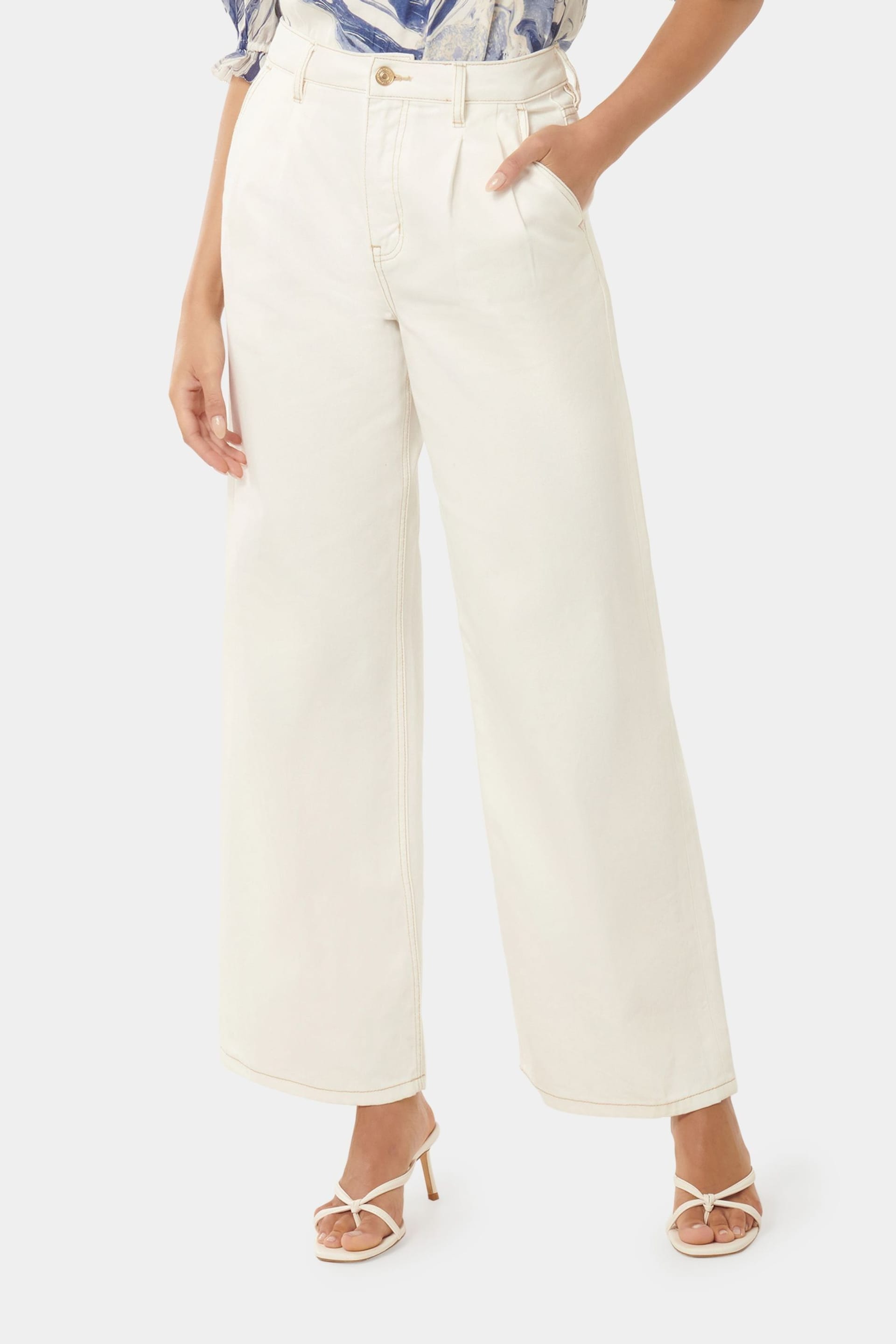 Forever New White Pippa Wide Leg Jeans - Image 1 of 5