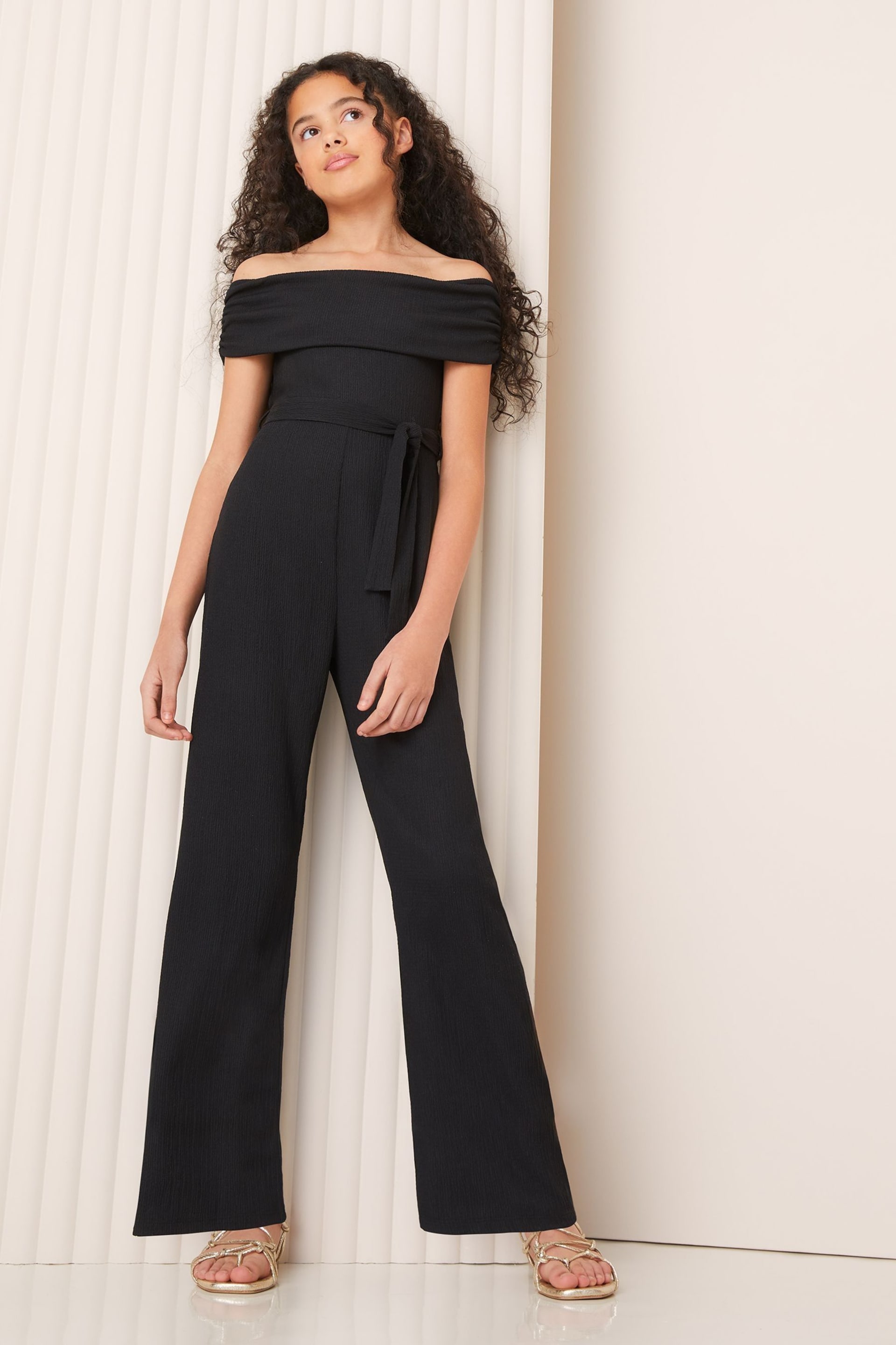 Lipsy Black Teen Bardot Jumpsuit  (9-16yrs) - Image 4 of 4