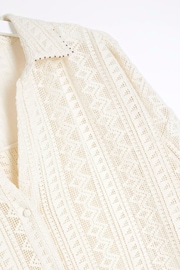 River Island Cream Crochet Oversized Beach Shirt - Image 5 of 5