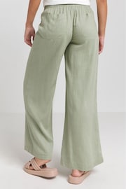 Simply Be Green Tie Waist Linen Wide Leg Trousers - Image 2 of 4