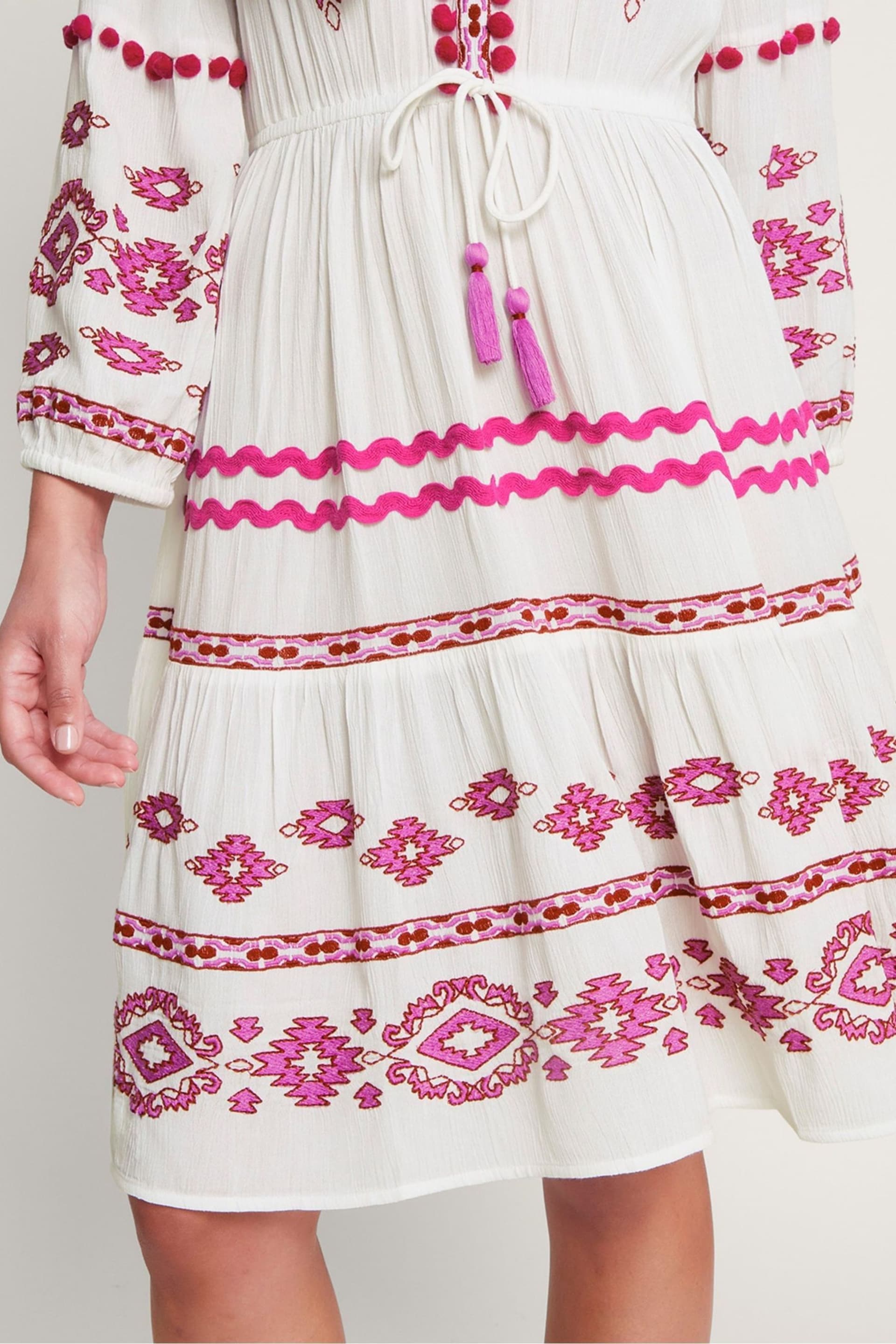 Monsoon White Embroidered Catia Dresses - Image 4 of 5