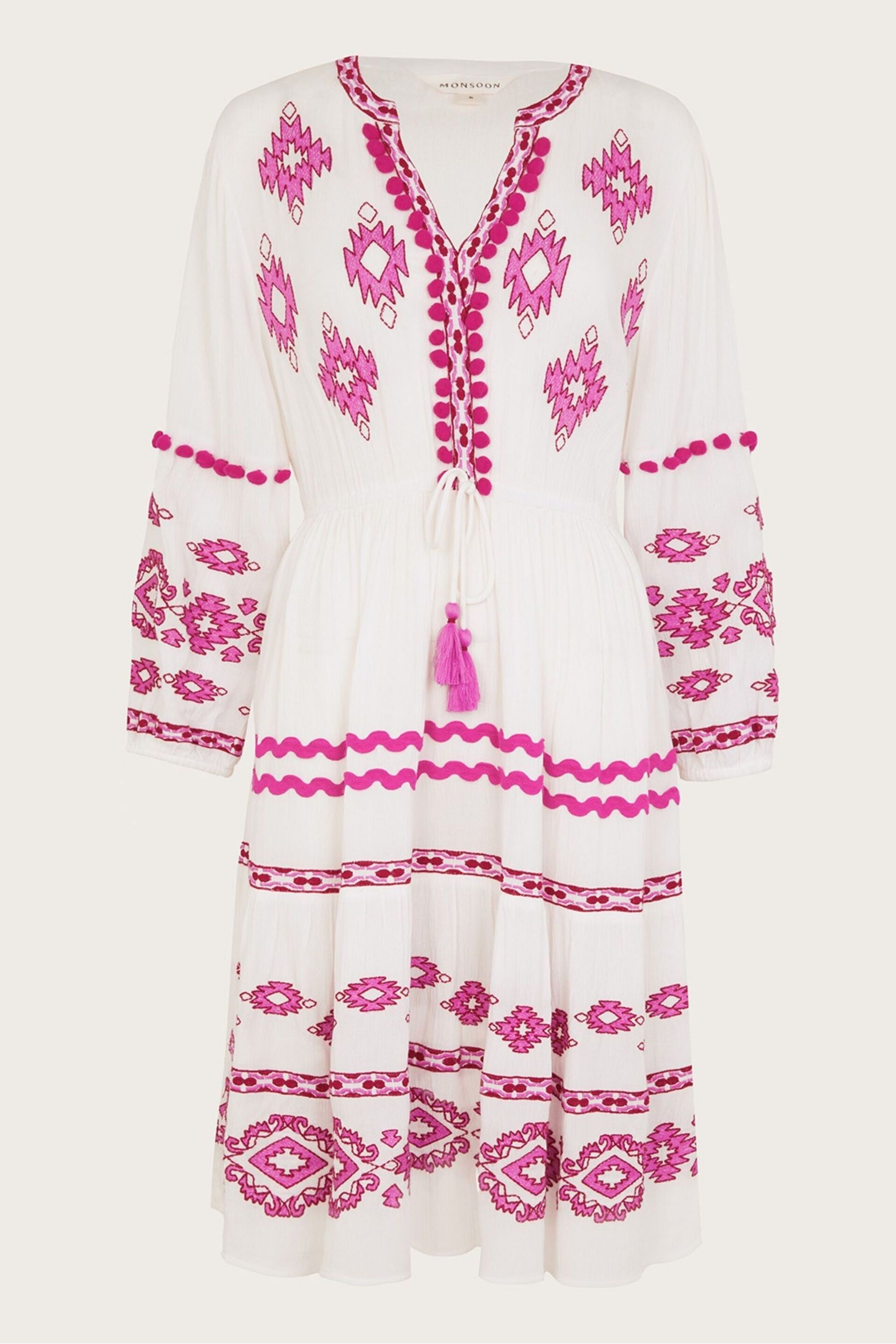 Monsoon White Embroidered Catia Dresses - Image 5 of 5