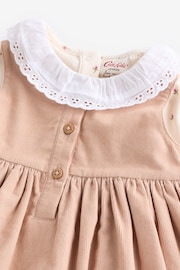 Cath Kidston Beige Embroidered Corduroy Pinafore Dress with Tights - Image 9 of 13