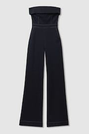 Reiss Indigo Tiggie Denim Strapless Wide Leg Jumpsuit - Image 2 of 6