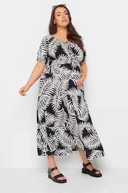 Yours Curve Black BUMP IT UP MATERNITY  Leaf Print Maxi Dress - Image 2 of 6