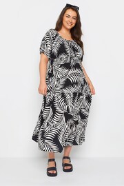 Yours Curve Black BUMP IT UP MATERNITY  Leaf Print Maxi Dress - Image 3 of 6